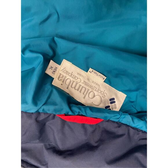 Columbia Vintage ‘80s Turquoise Blue + Red Ski Jacket Coat, men’s size XL - Picture 11 of 15